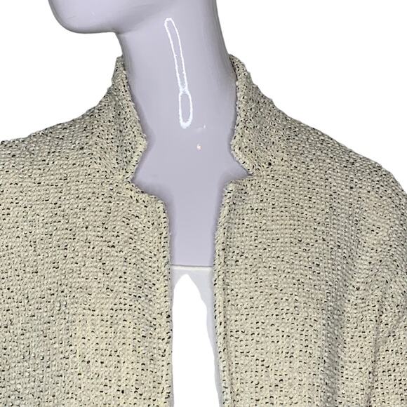 Paper Crane Cardigan Size S Two Front Pockets Cream with Blue Speckles - Picture 2 of 10
